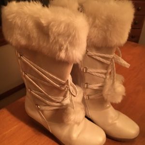 White fuzzy boots